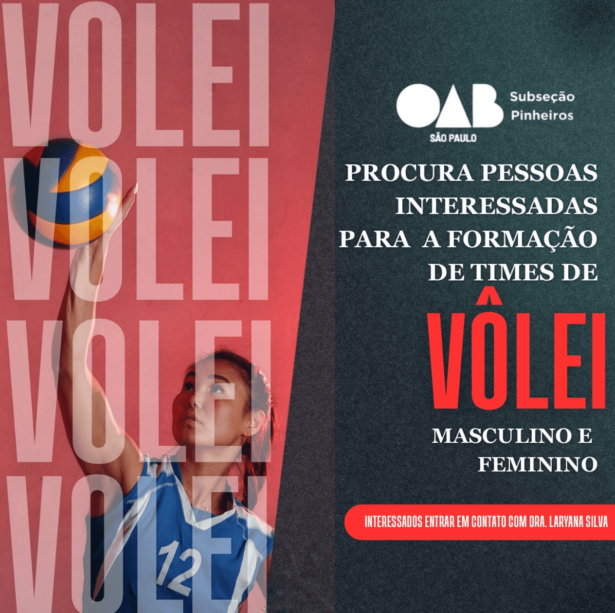 Venha fazer parte do nosso time! VOLEI