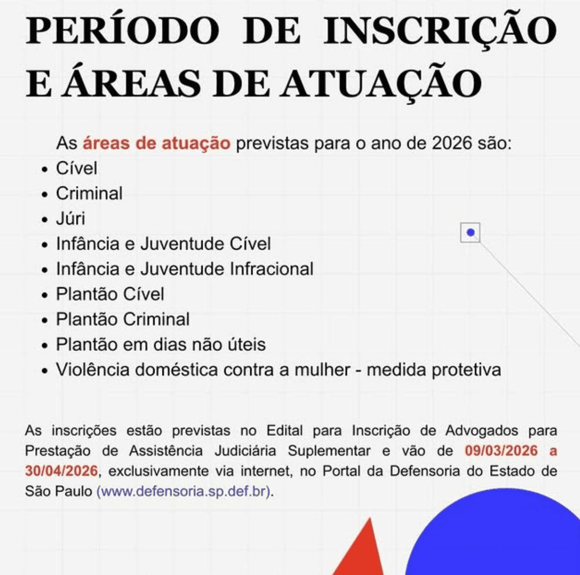 Inscrições para a Advocacia Dativa 2026
