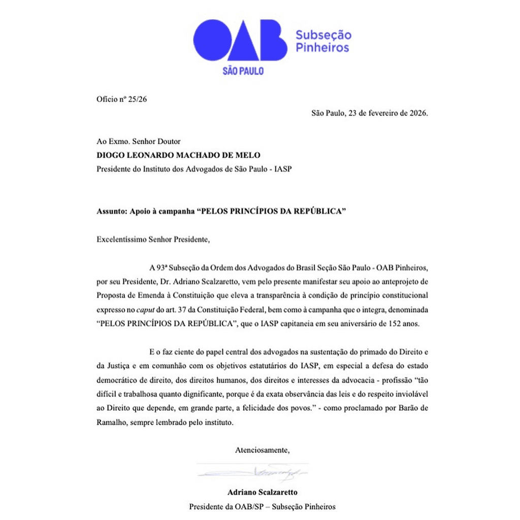 “PELOS PRINCÍPIOS DA REPÚBLICA”