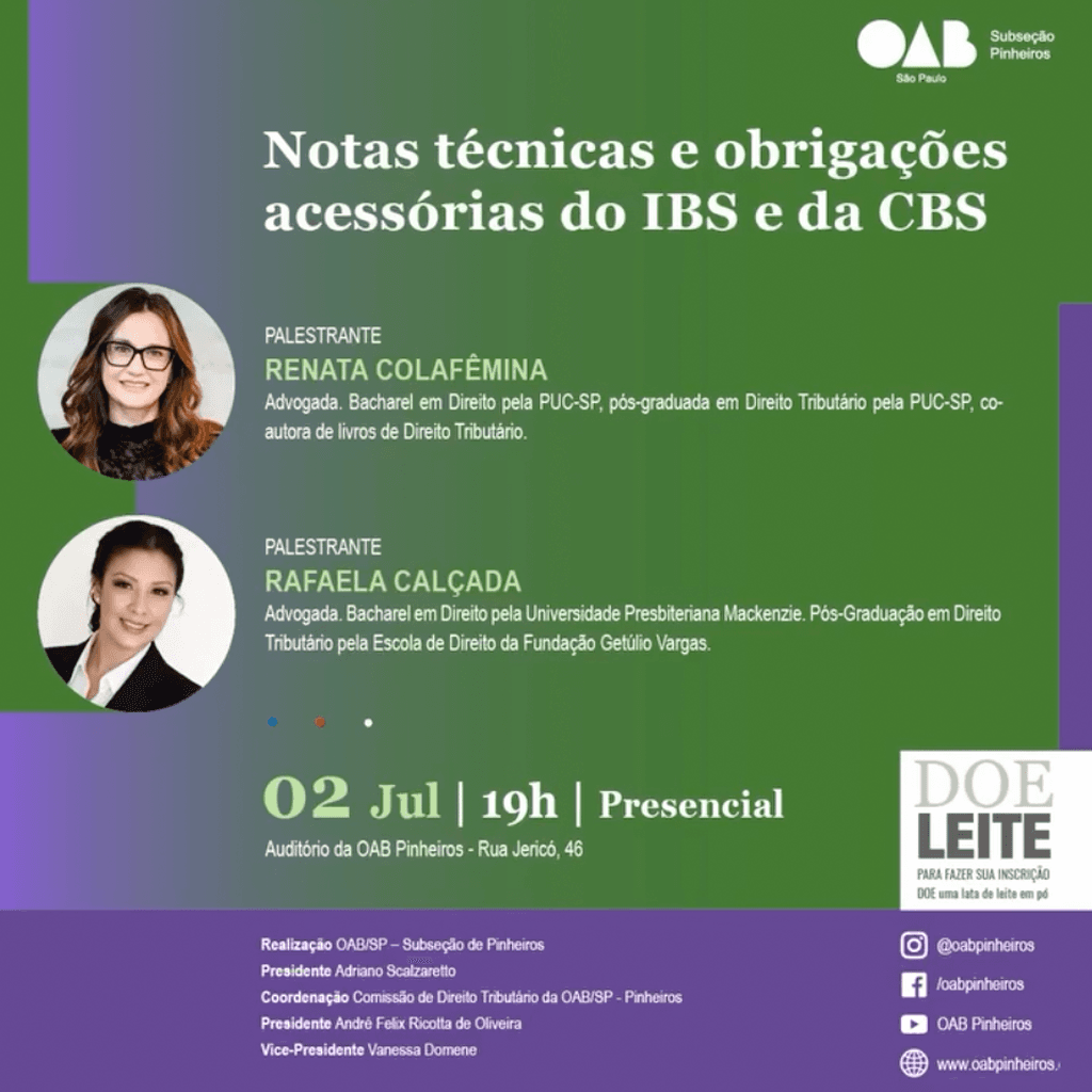 Notas técnicas e obrigações acessórias do IBS e da CBS